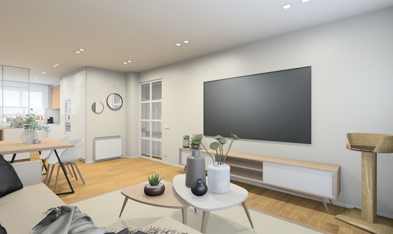 Perspectiva render divisoria acero corredera
