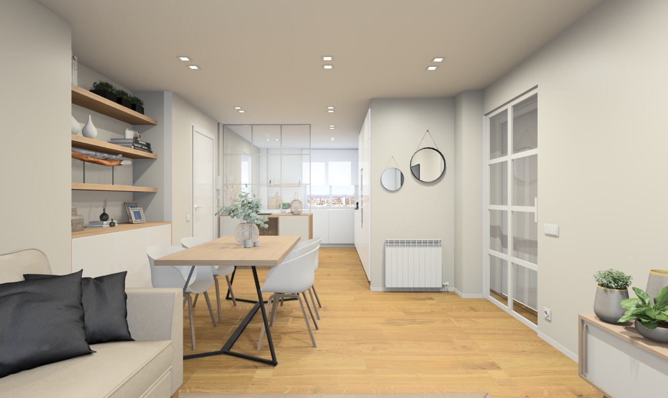 Perspectiva render cocina